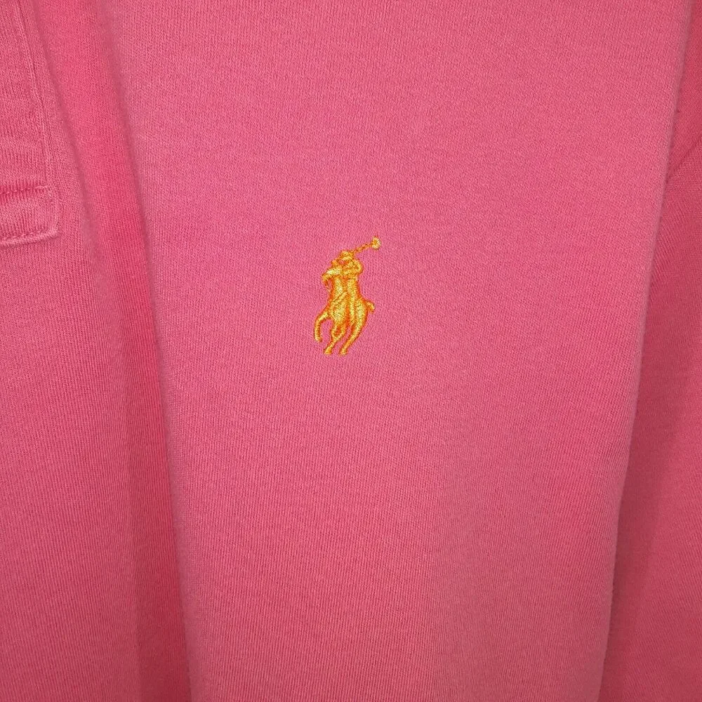 Polo Ralph Lauren Adult Mens L Large Pink Short Sleeve Shirt Orange Pony